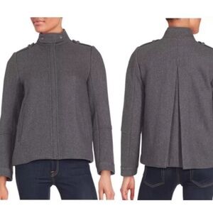 Vince Gray Wool Back Pleat Coat Size 0